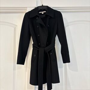 DKNY Elegant Black Outerwear Wool Coat